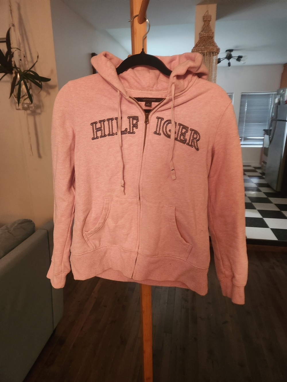 Tommy Hilfiger Pink Hooded Zip-Up Sweatshirt